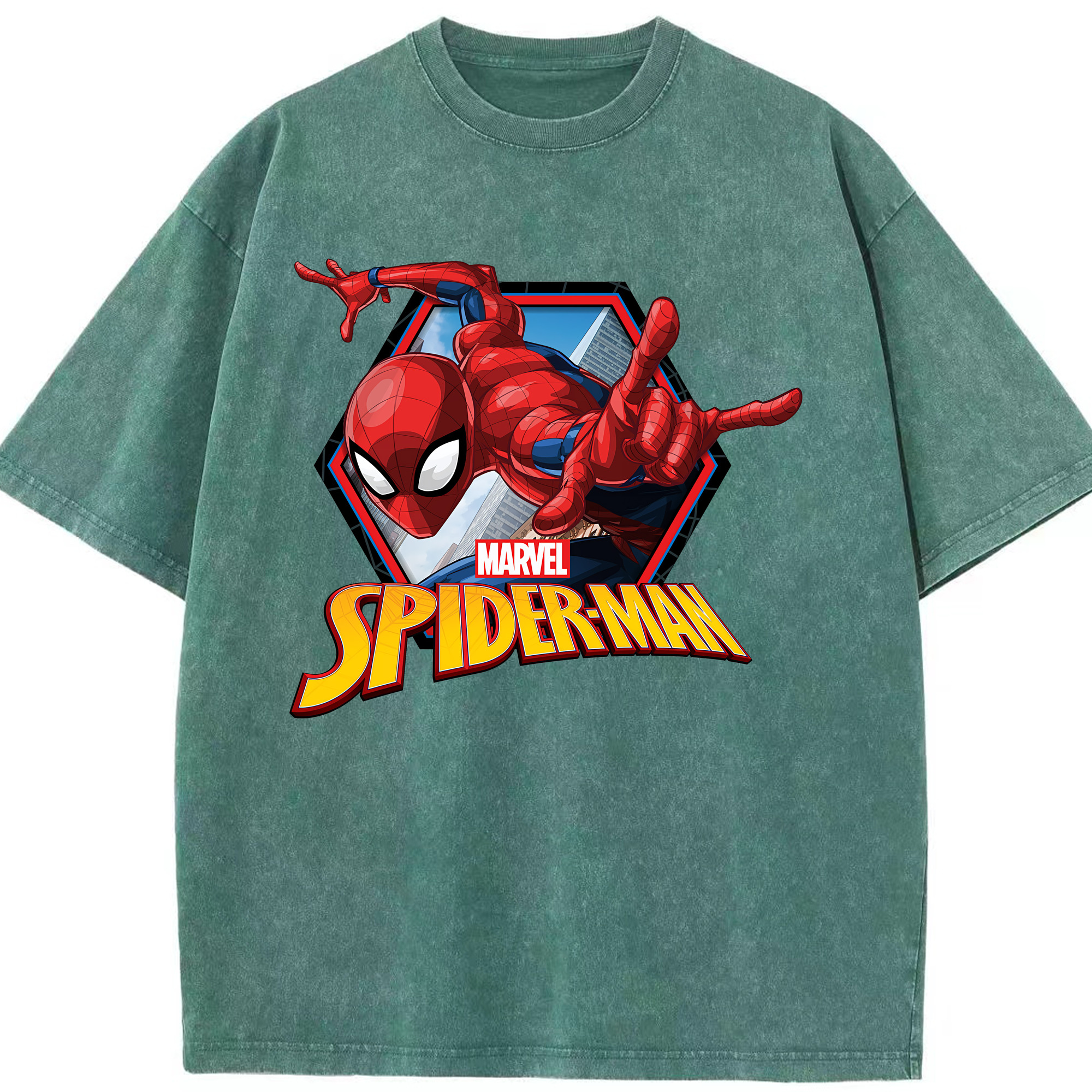 （画像用） Spider Man スパイダーマン 綿100% ヴィンテージ風 半袖Tシャツ（フロントプリント）